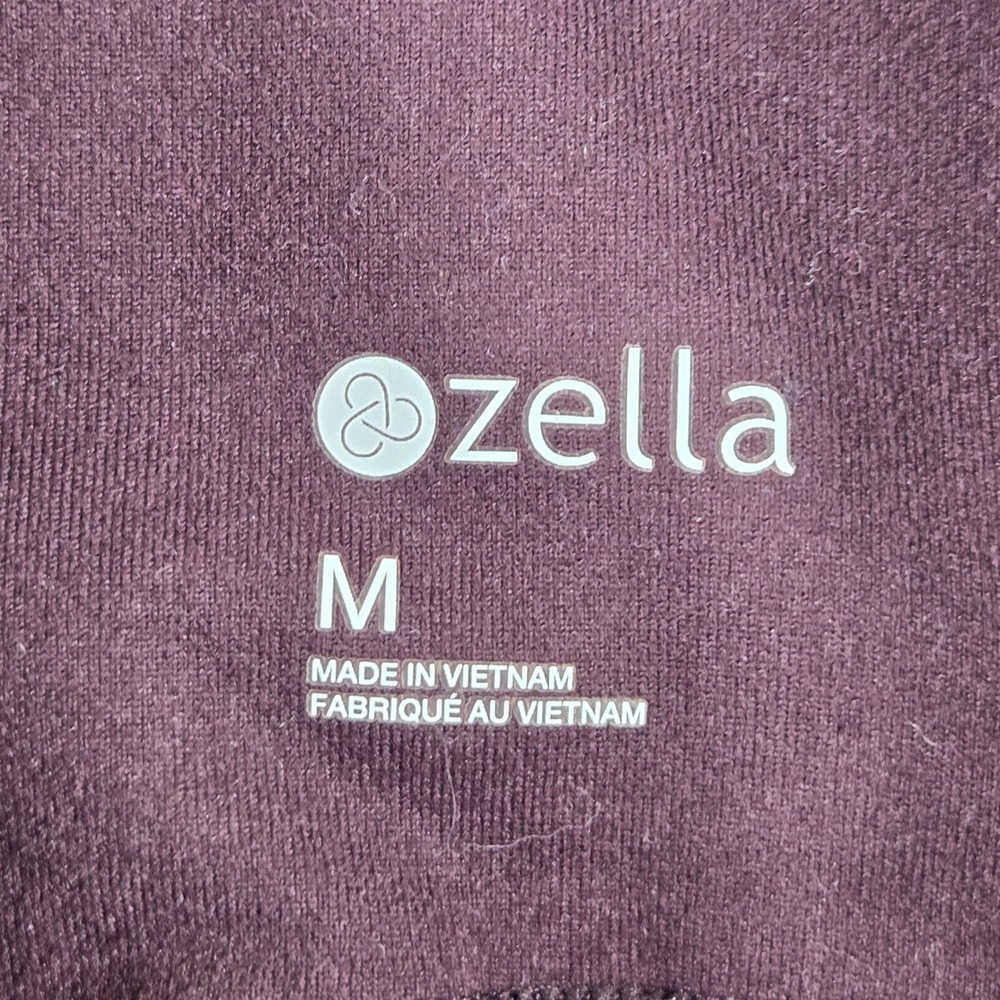 Zella Moto Ribbed High Waist Leggings Women Medium Burgundy Plum Yoga Pants - Picture 3 of 11